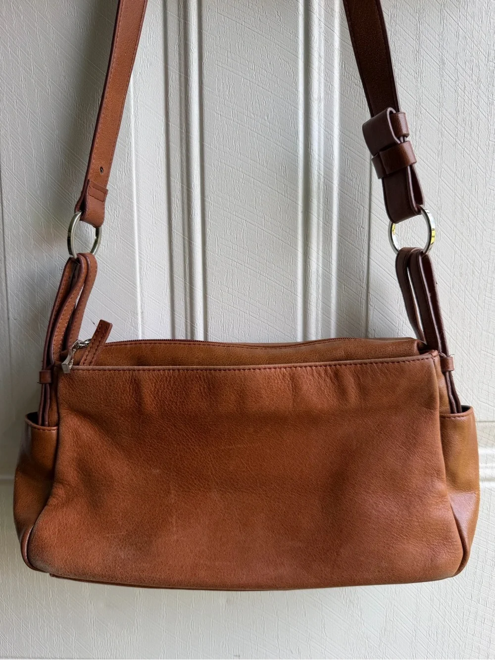 Madison Studio Genuine Leather Cognac Brown Y2K Crossbody Shoulder Bag